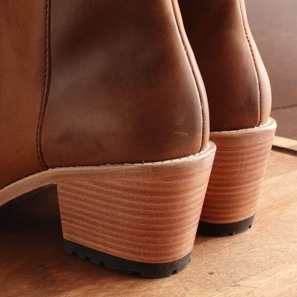 Portland Leather Patina Boots Womens Size 9 Brown Leather Ankle Side Zip Heeled - Picture 10 of 16